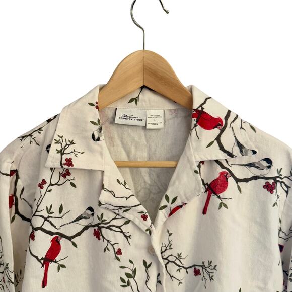 Vermont Country Store 3-Pc Portuguese Flannel Pajama Set Winter Cardinal Large - Picture 4 of 12